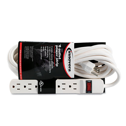 Innovera Power Strip, 6 Outlets, 15 ft Cord, Ivory