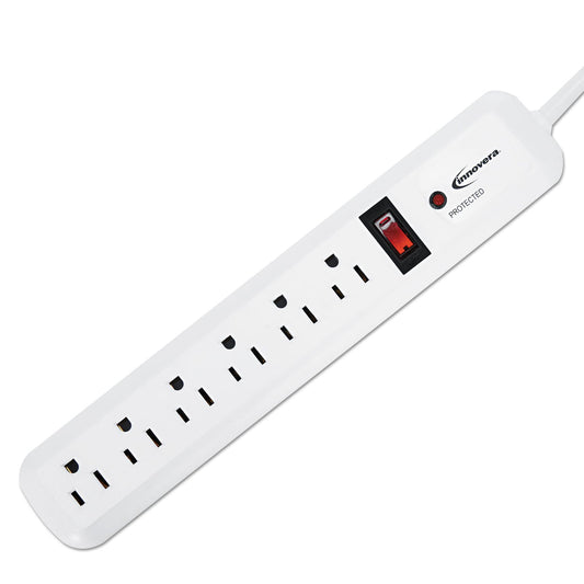 Innovera Surge Protector, 6 AC Outlets, 4 ft Cord, 540 J, White