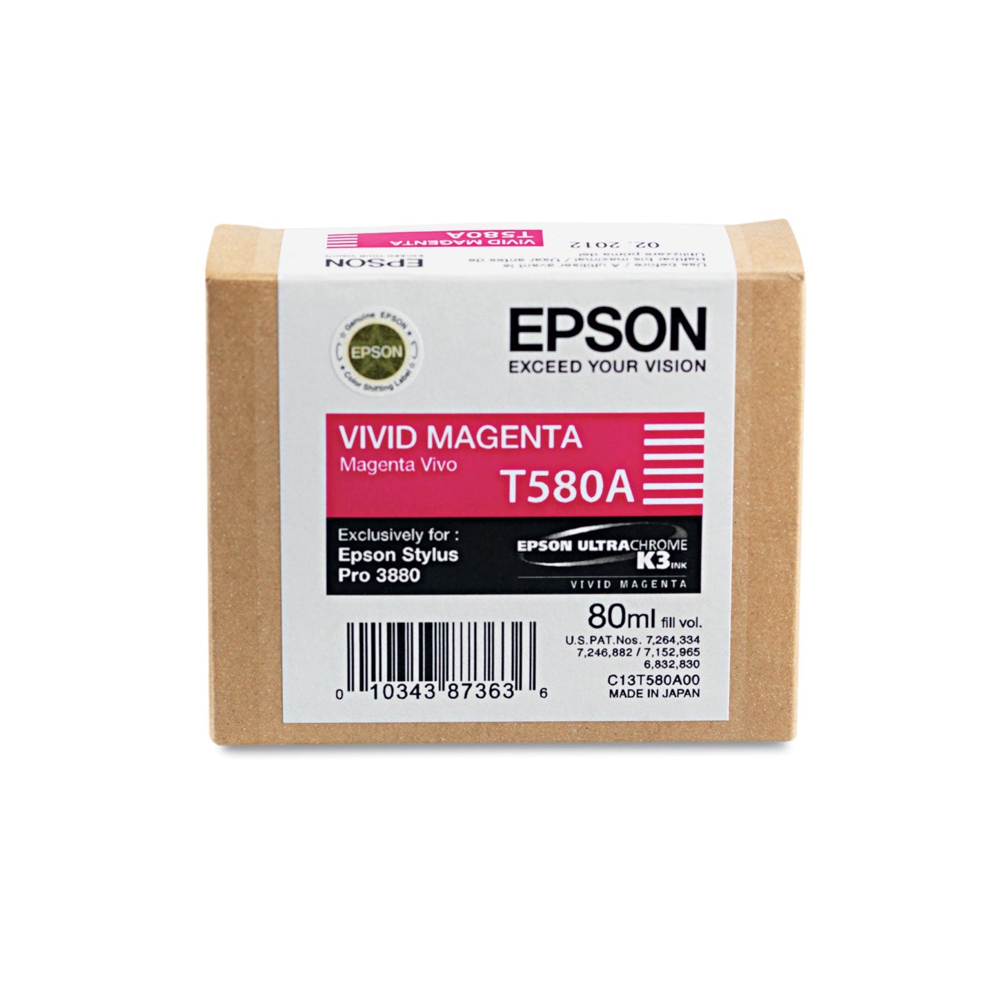 Epson T580A00 UltraChrome K3 Ink, Vivid Magenta