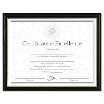 DAX Two-Tone Document/Diploma Frame, Wood, 8.5 x 11, Black with Gold Leaf Trim