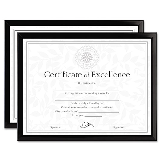 DAX Value U-Channel Document Frames with Certificates, 8.5 x 11, Black, 2/Pack