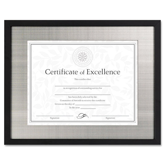 DAX Contemporary Wood Frame, Silver Metal Mat, 11 x 14, 8.5 x 11, Black