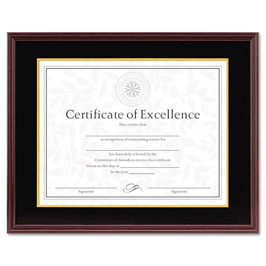 DAX Hardwood Document/Certificate Frame w/Mat, 11 x 14, 8.5 x 11, Mahogany