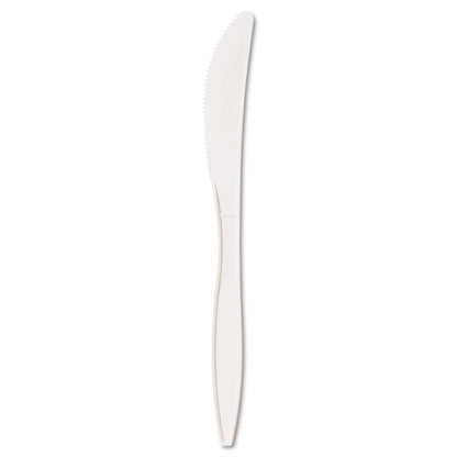Boardwalk Mediumweight Polypropylene Cutlery, Knife, White, 1000/Carton