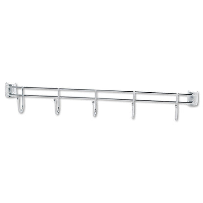 Alera Hook Bars For Wire Shelving, Five Hooks, 24" Deep, Silver, 2 Bars/Pack