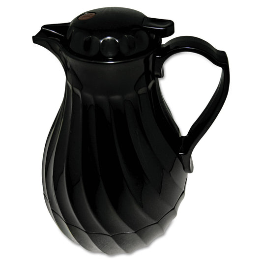 Hormel Poly Lined Carafe, Swirl Design, 40 oz, Black