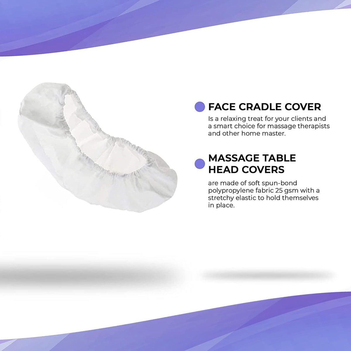 AMZ Disposable Face Cradle Covers 13  Pack of 100 Face Cradle for Massage Table Polypropylene 25 GSM Disposable Massage Face Cradle Cover for Spa Tattoo Salons