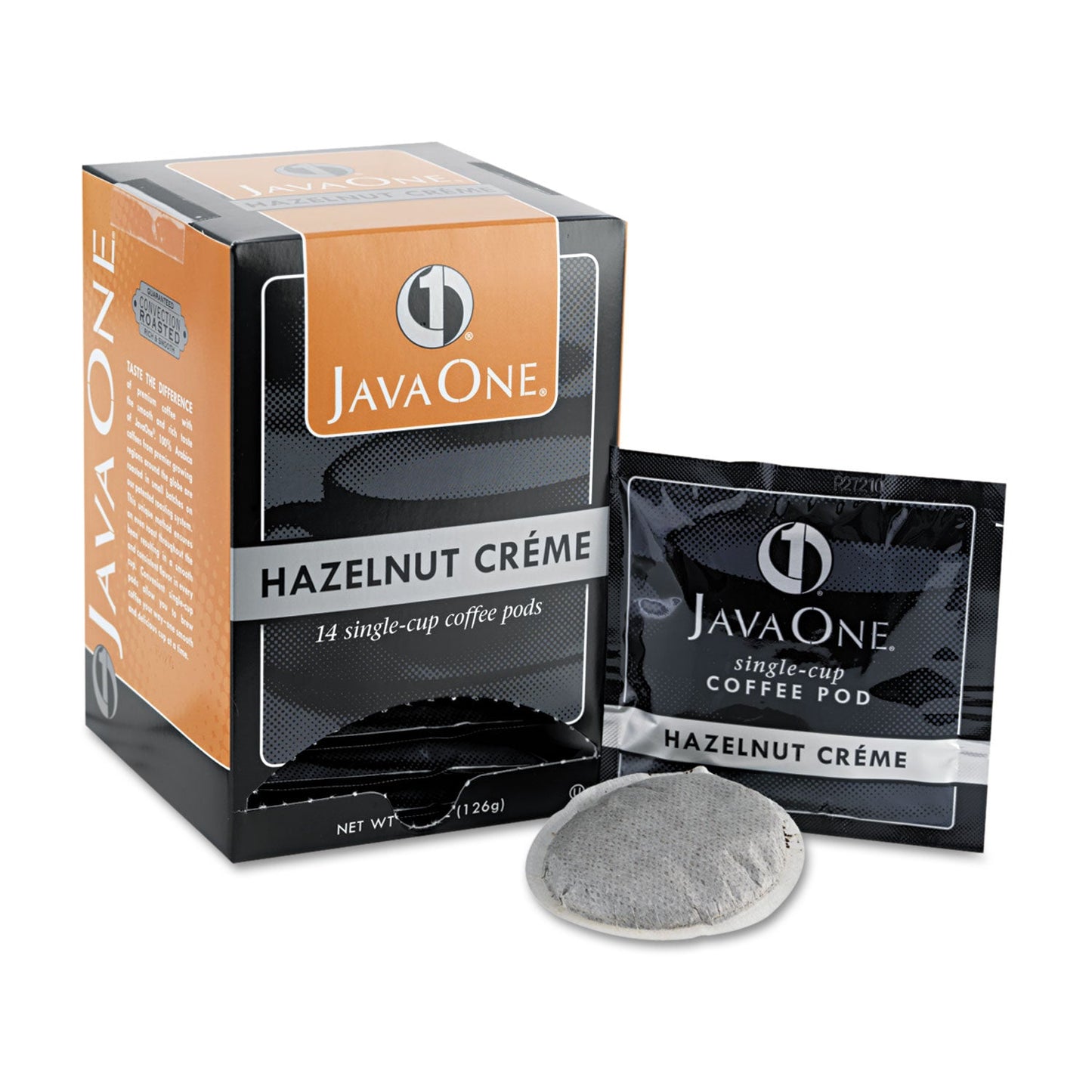 Java One Coffee Pods, Hazelnut Creme, Single Cup, 14/Box