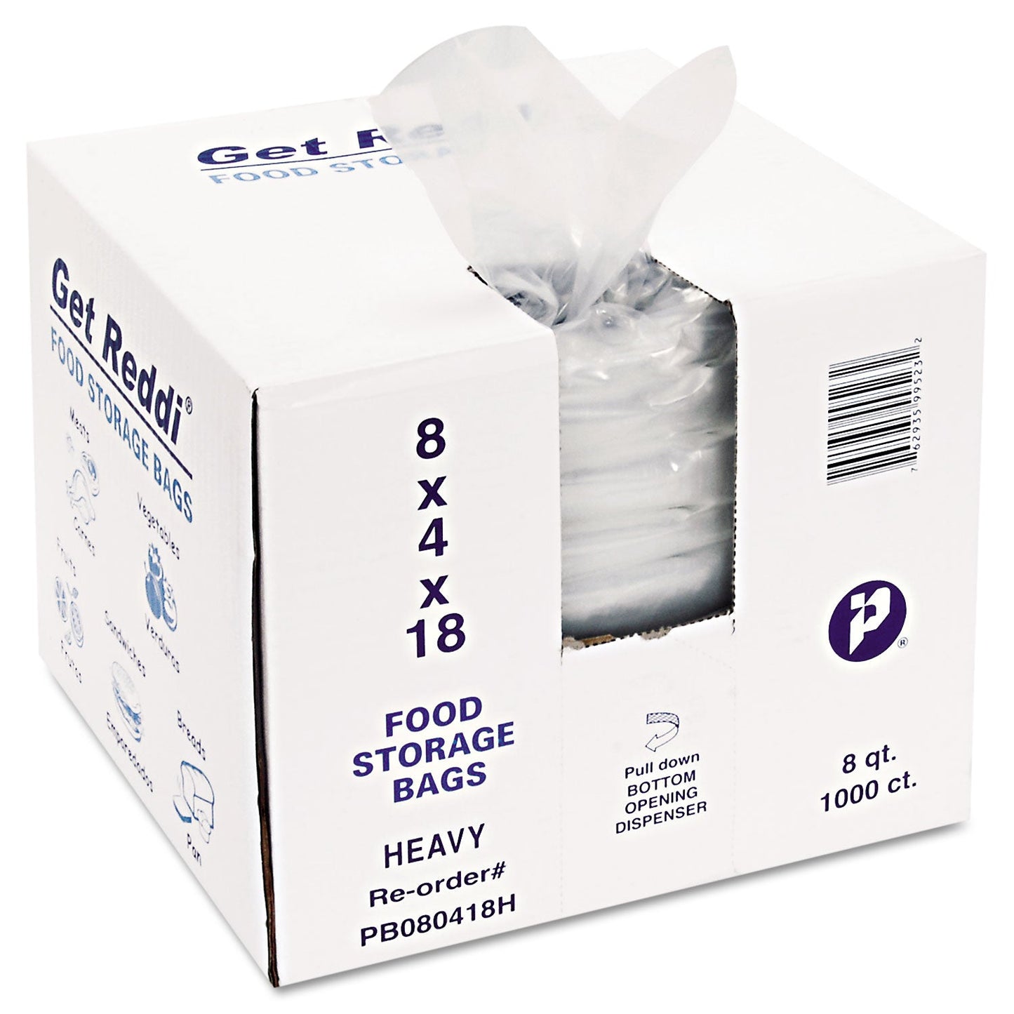 Inteplast Group Food Bags, 8 qt, 1 mil, 8" x 18", Clear, 1,000/Carton