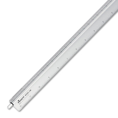 Chartpak Adjustable Triangular Scale Aluminum Architects Ruler, 12" Long, Silver