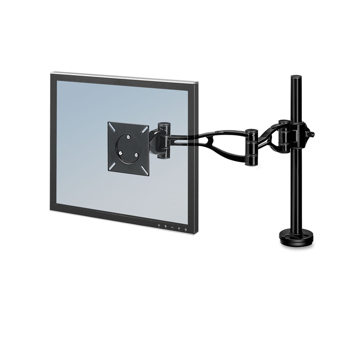 Fellowes Professional Series Depth Adjustable Monitor Arm, 360 Degree Rotation, 37 Degree Tilt, 360 Degree Pan, Black, Supports 24 lb