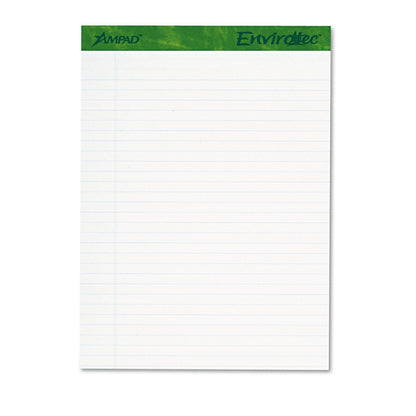 Ampad Earthwise by Ampad Recycled Writing Pad, Wide/Legal Rule, Politex Sand Headband, 40 White 8.5 x 11.75 Sheets, 4/Pack