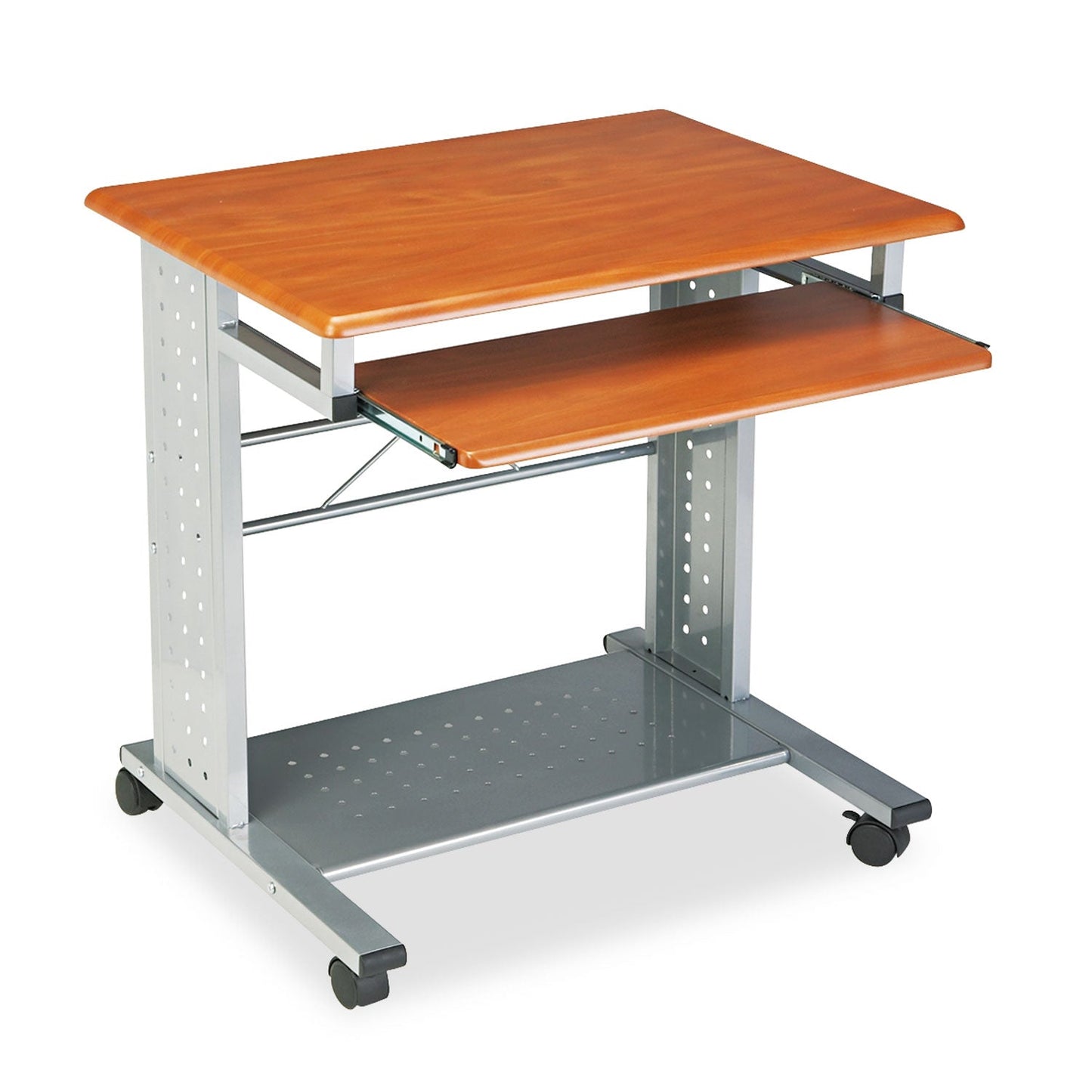 Safco Empire Mobile PC Cart, 29.75" x 23.5" x 29.75", Medium Cherry/Silver