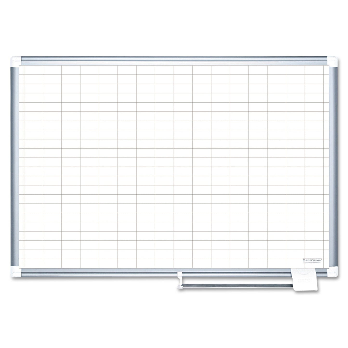 MasterVision Gridded Magnetic Porcelain Planning Board, 1 x 2 Grid, 72 x 48, Aluminum Frame