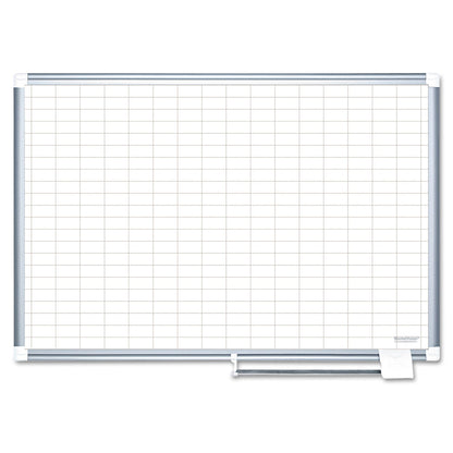 MasterVision Gridded Magnetic Porcelain Planning Board, 1 x 2 Grid, 72 x 48, Aluminum Frame