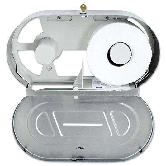 Bobrick Toilet Tissue 2 Roll Dispenser, Jumbo, 20.81 x 5.31 x 11.38, Satin-Finish Stainless Steel