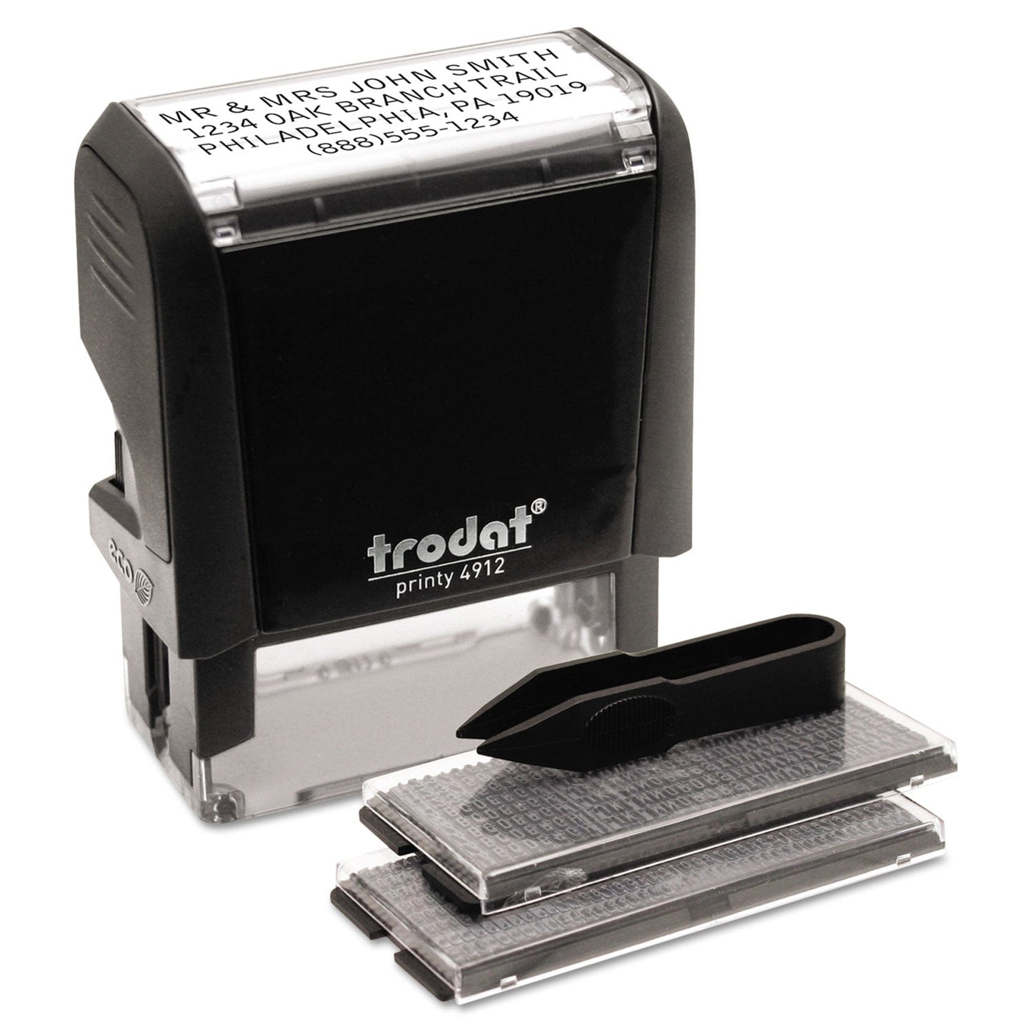 Trodat Printy Do It Yourself Self-Inking Message Stamp, 0.75" x 1.88", Black