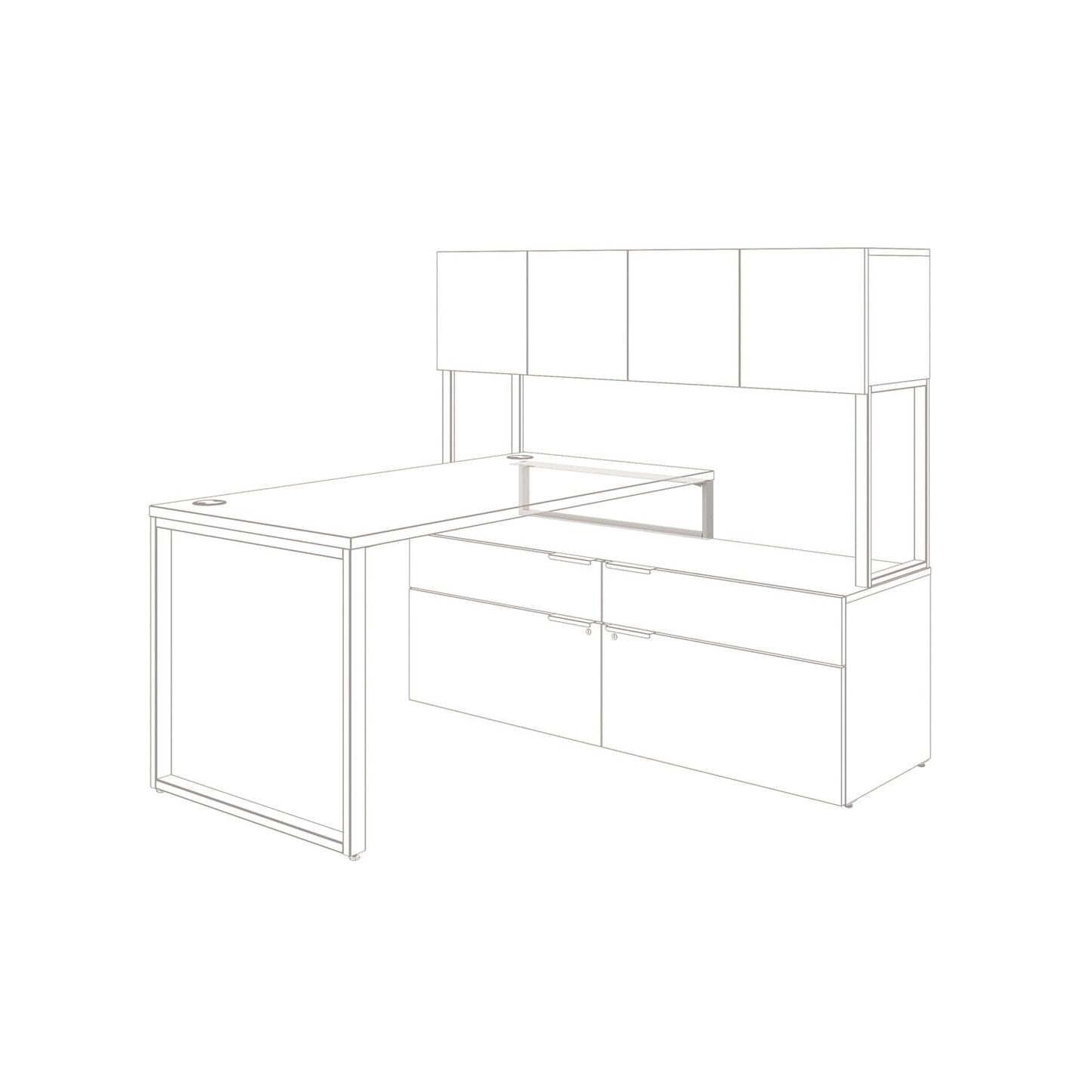 HON Voi O-Leg Support for Low Credenza, 2 x 29.75 x 7, Platinum Metallic