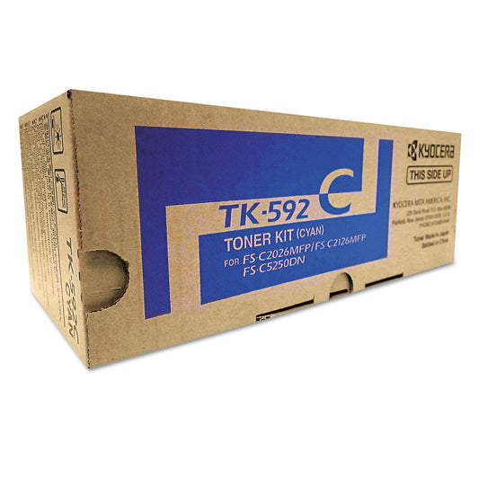 Kyocera TK592C Toner, 5,000 Page-Yield, Cyan