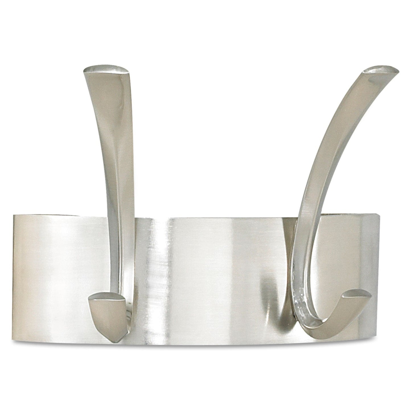 Safco Metal Coat Rack, Wall Rack, Two Hooks, Steel, 7w x 4.5d x 5.25h, Brushed Nickel