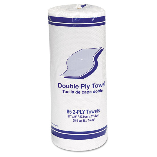 General Supply Kitchen Roll Towel, 2-Ply, 11 x 9, White, 85 Sheets/Roll, 30 Rolls/Carton