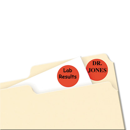 Avery Printable Self-Adhesive Removable Color-Coding Labels, 0.75" dia, Neon Red, 24/Sheet, 42 Sheets/Pack, (5467)