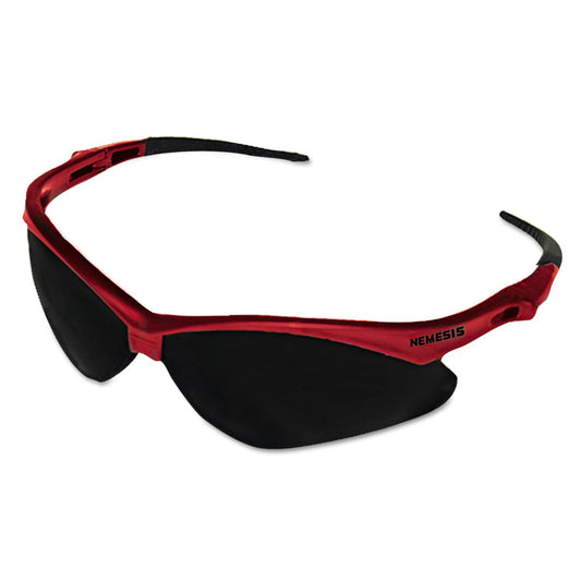 KleenGuard Nemesis Safety Glasses, Red Frame, Smoke Lens