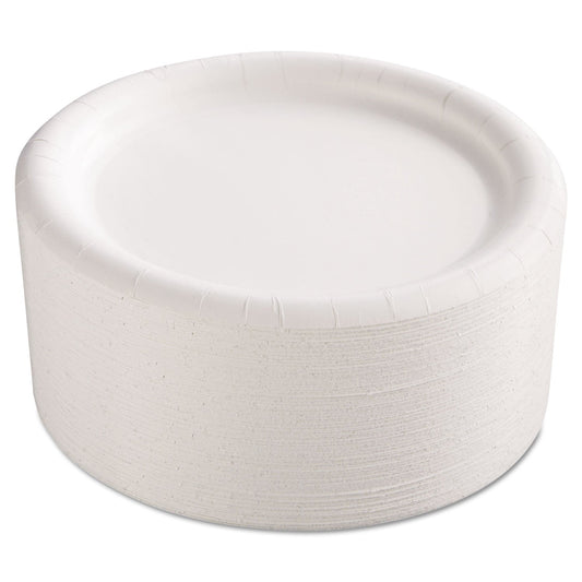 AJM Packaging Corporation Premium Coated Paper Plates, 9" dia, White, 125/Pack, 4 Packs/Carton