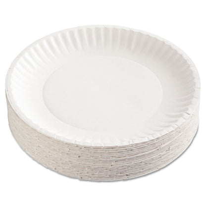 AJM Packaging Corporation Gold Label Coated Paper Plates, 9" dia, White, 120/Pack, 8 Packs/Carton