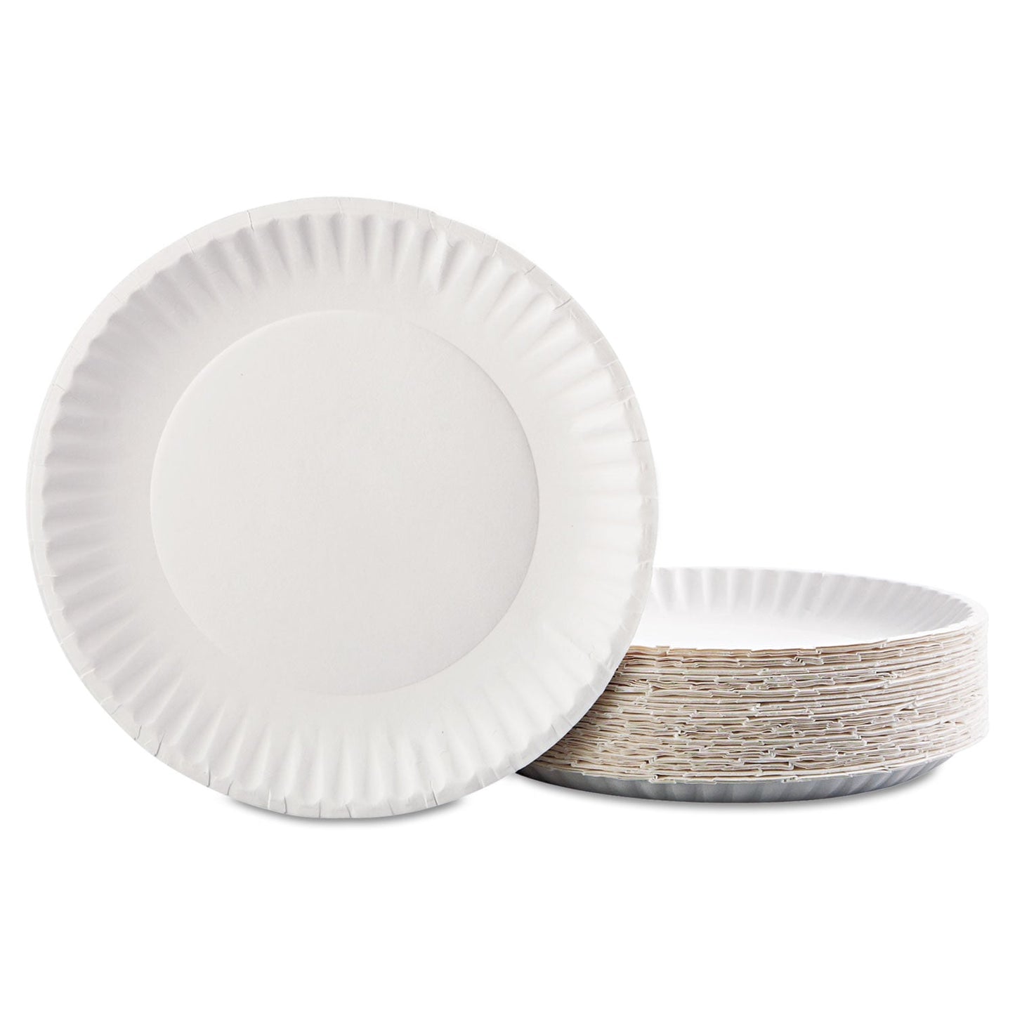 AJM Packaging Corporation Paper Plates, 9" dia, White, 100/Pack