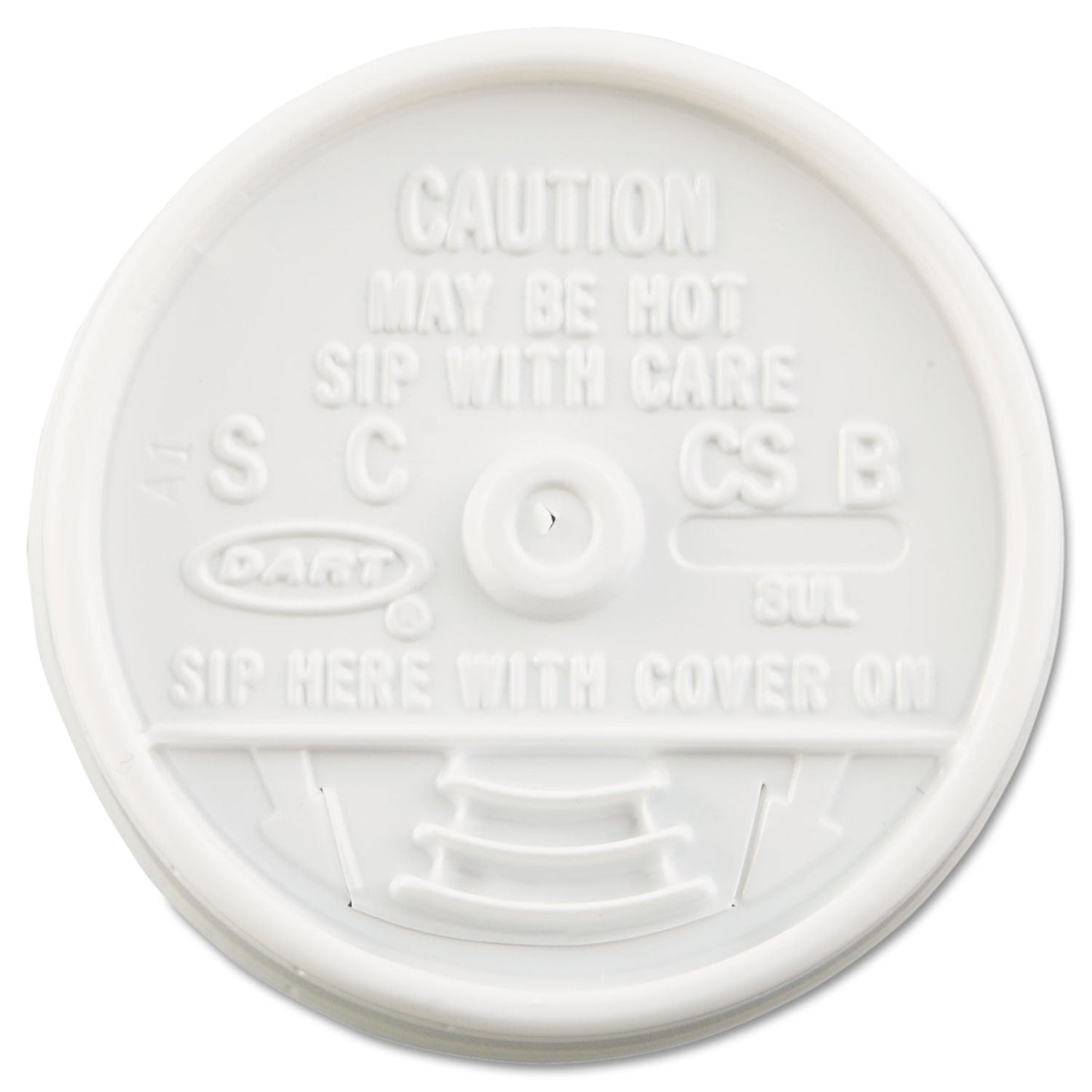 Dart Sip Thru Lids, Fits 6 oz to 10 oz Cups, White, 100/Pack, 10 Packs/Carton