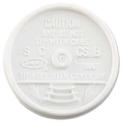Dart Sip Thru Lids, Fits 6 oz to 10 oz Cups, White, 100/Pack, 10 Packs/Carton