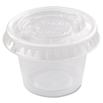 Dart Portion/Souffle Cup Lids, Fits 0.5 oz to 1 oz Cups, PET, Clear, 125 Pack, 20 Packs/Carton