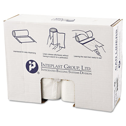 Inteplast Group High-Density Interleaved Commercial Can Liners, 60 gal, 17 microns, 38" x 60", Clear, 200/Carton
