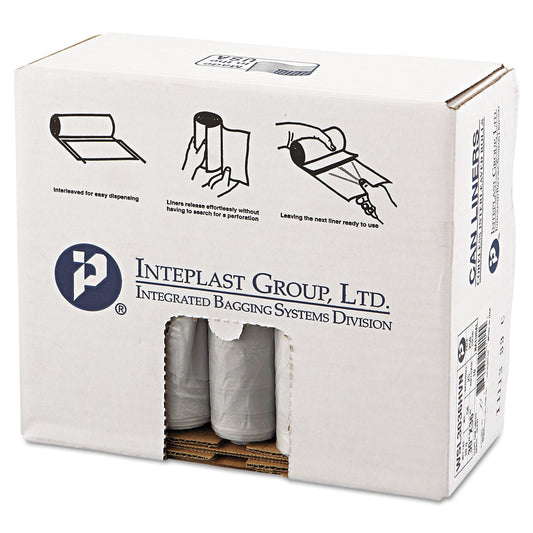 Inteplast Group Low-Density Commercial Can Liners, 30 gal, 0.58 mil, 30" x 36", Clear, 250/Carton