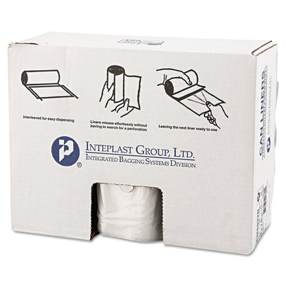 Inteplast Group High-Density Interleaved Commercial Can Liners, 60 gal, 22 microns, 38" x 60", Clear, 150/Carton