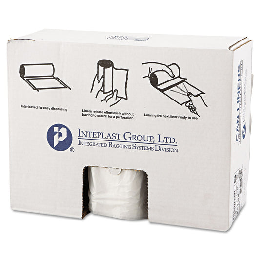 Inteplast Group High-Density Interleaved Commercial Can Liners, 60 gal, 22 microns, 38" x 60", Clear, 150/Carton