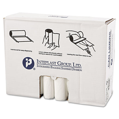 Inteplast Group High-Density Interleaved Commercial Can Liners, 33 gal, 13 microns, 33" x 40", Clear, 500/Carton
