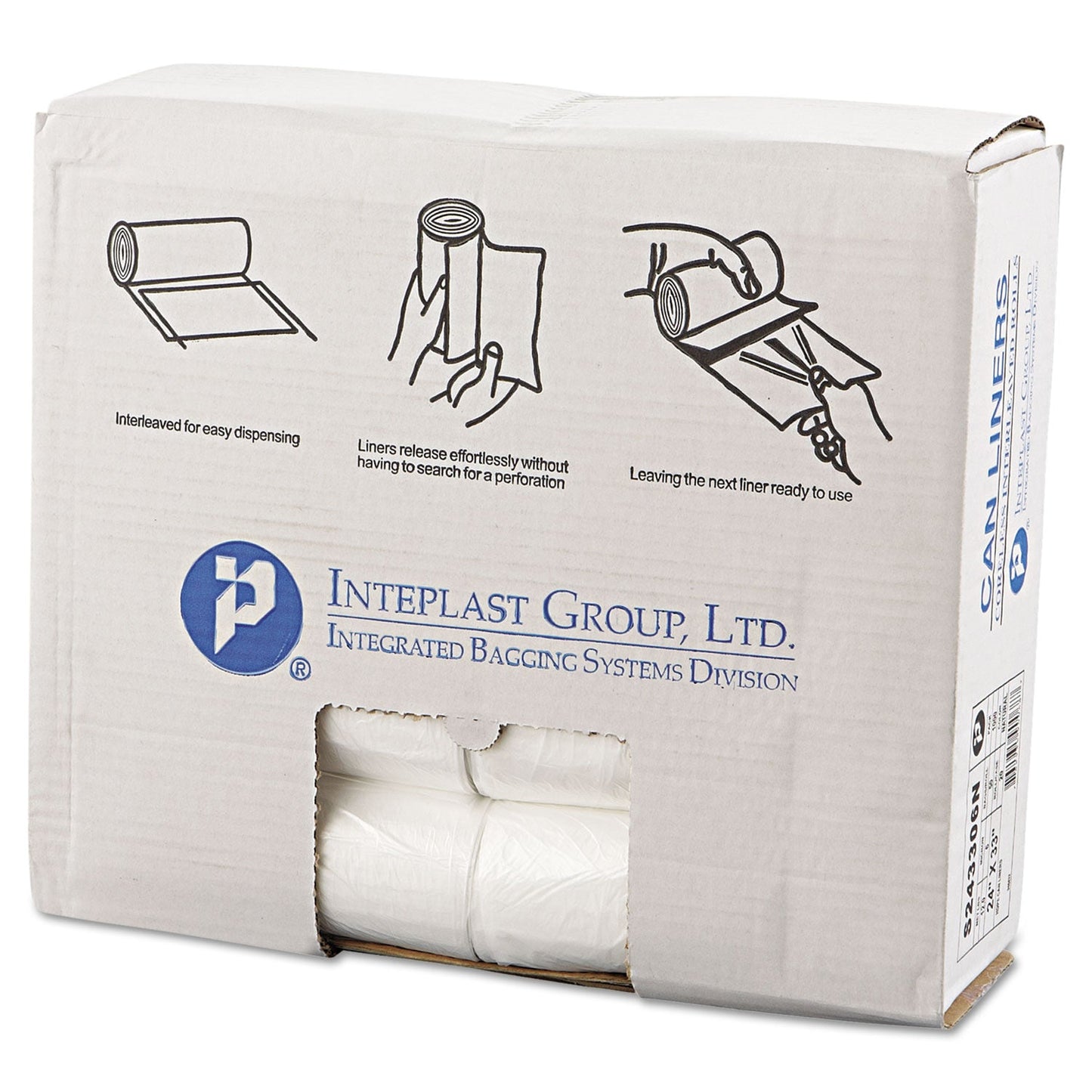 Inteplast Group High-Density Commercial Can Liners, 16 gal, 6 microns, 24" x 33", Natural, 1,000/Carton