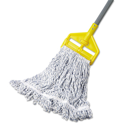 Rubbermaid Web Foot Finish Mop, White, Med, Cotton/Synthetic, 1". White Headband, 6/Carton