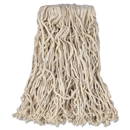 Rubbermaid Economy Cut-End Cotton Wet Mop Head, 16oz, 1" Band, White, 12/Carton