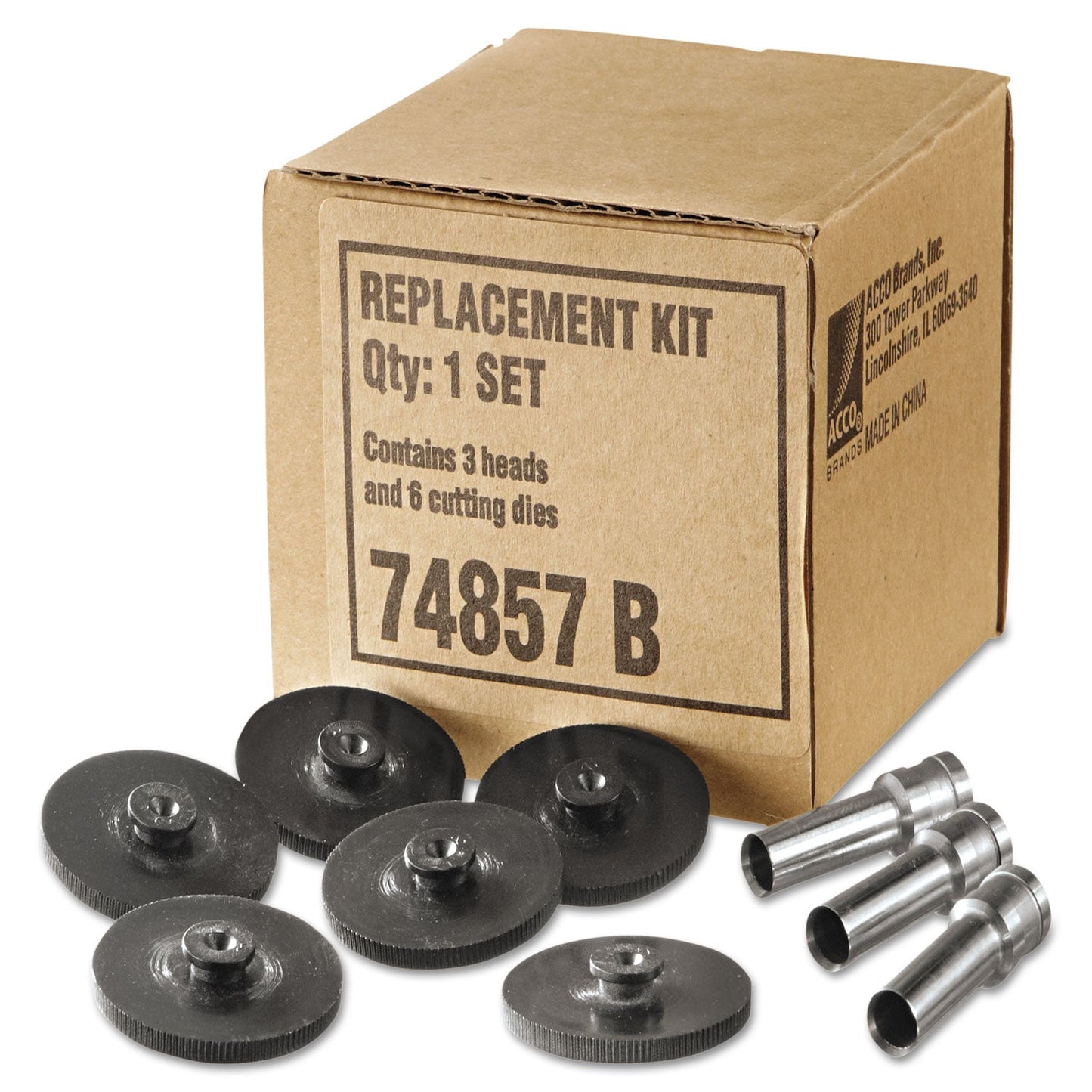 Swingline Replacement Head Punch Set, Three Heads/Five Discs, 9/32 Diameter Hole, Gray