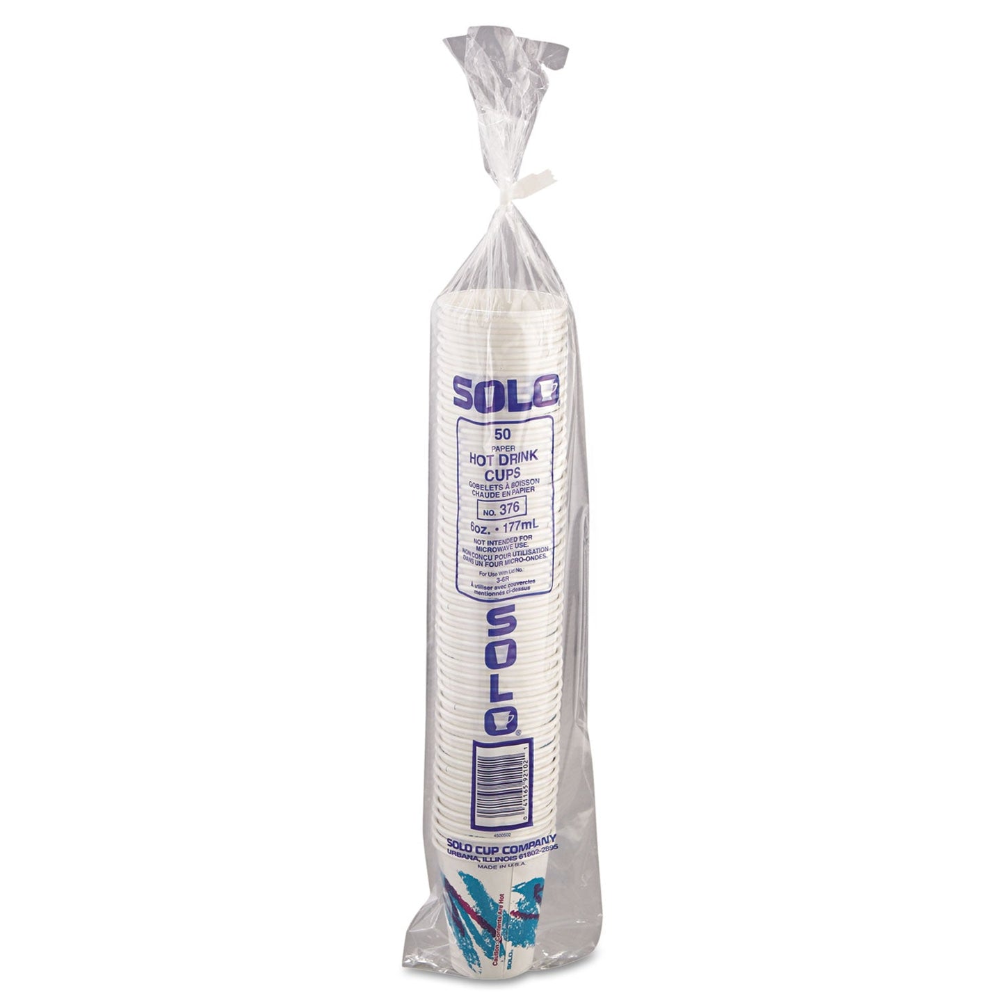 Dart Jazz Paper Hot Cups, 6 oz, White/Green/Purple, 50/Bag, 20 Bags/Carton
