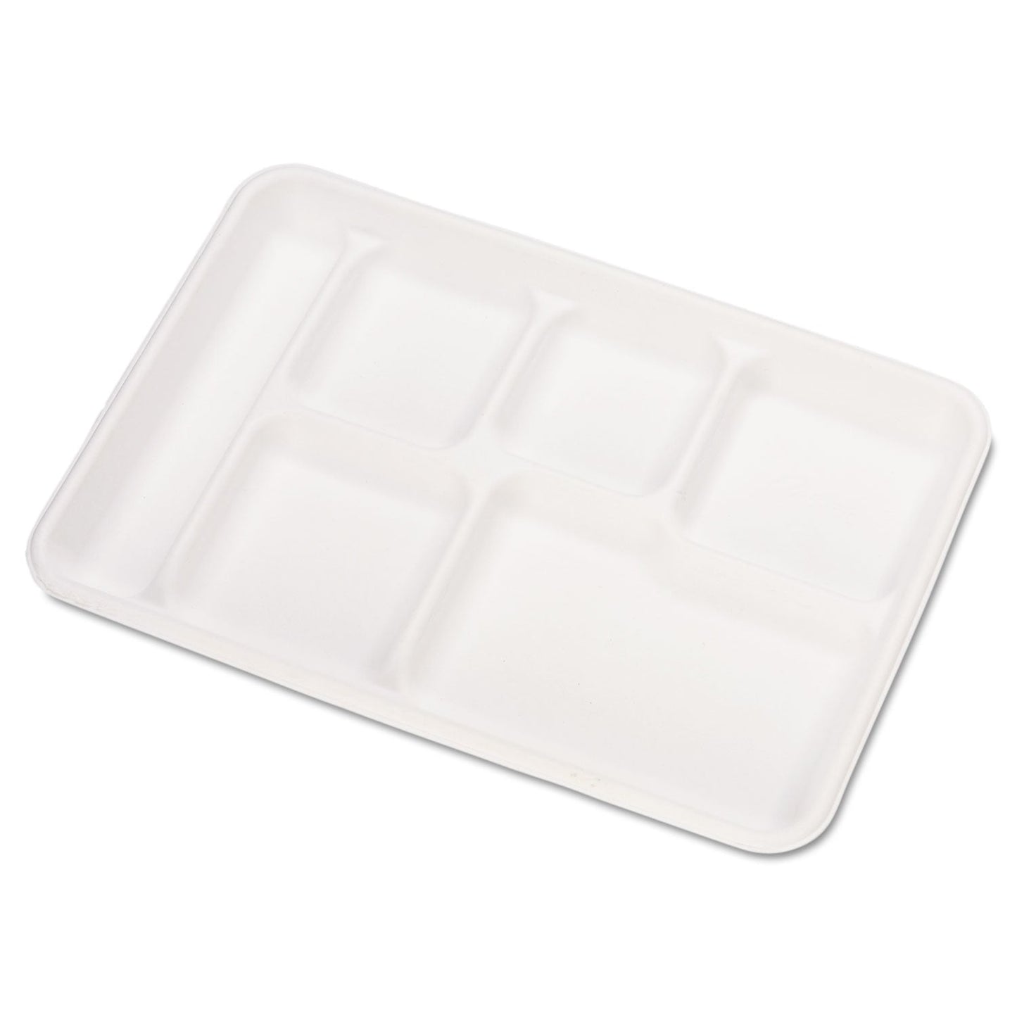 Chinet Heavy-Weight Molded Fiber Cafeteria Trays, 6-Compartment, 12.5  x 8.5, White, Paper, 500/Carton