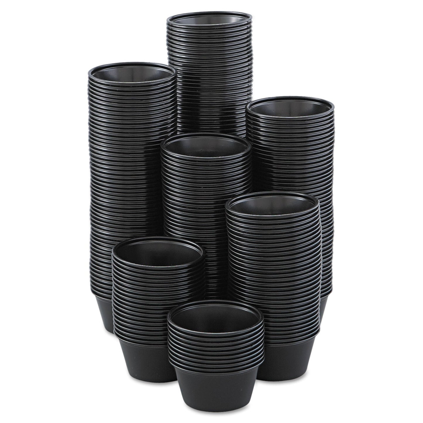 Dart Polystyrene Portion Cups, 2 oz, Black, 250/Bag, 10 Bags/Carton