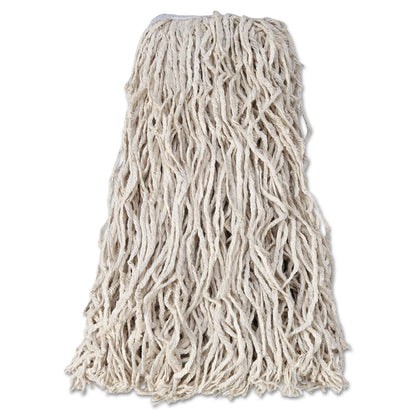 Rubbermaid Economy Cut-End Cotton Wet Mop Head, 24oz, 1" Band, White, 12/Carton