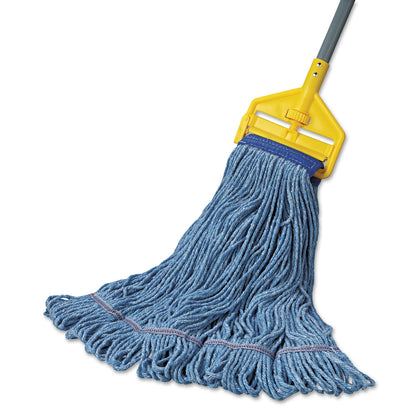Boardwalk Super Loop Wet Mop Head, Cotton/Synthetic Fiber, 5" Headband, X-Large Size, Blue, 12/Carton