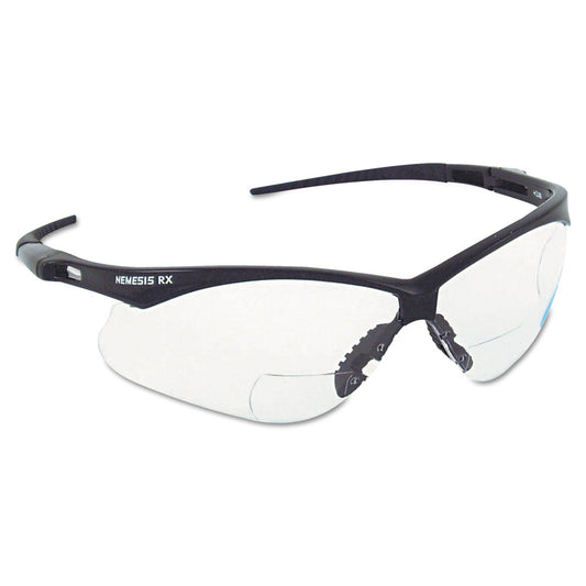 KleenGuard V60 Nemesis Rx Reader Safety Glasses, Black Frame, Clear Lens, +1.5 Diopter Strength