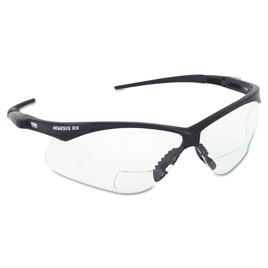 KleenGuard V60 Nemesis Rx Reader Safety Glasses, Black Frame, Smoke Lens, +2.0 Diopter Strength