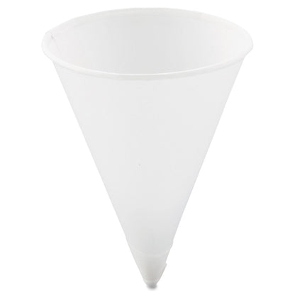 Dart Cone Water Cups, Paper, 4 oz, Rolled Rim, White, 200/Bag, 25 Bags/Carton